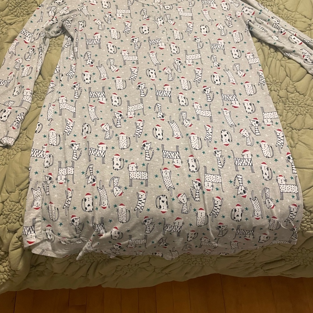 Women's Gray Pajama Set with Fun Prints